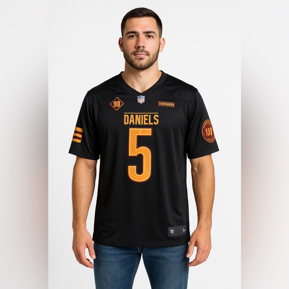 Washington Commanders Jayden Daniel's 5 Lightweight V Neck Jersey Style Shirt